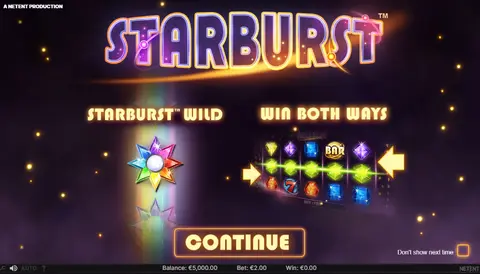 Starburst slot in the Casinolab lobby